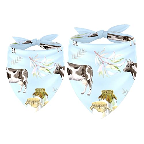 Hundehalstuch, Aquarell, Bauernhof, Kuh und Milch, Mädchen, Jungen, Lätzchen, Hundeschal, Zubehör für kleine, mittelgroße und große Hunde, Welpen, Katzen, Haustiere, 2 Stück Hundehalstuch, Aquarell, Bauernhof, Kuh und Milch, Mädchen, Jungen, Lätzchen, Hundeschal, Zubehör für kleine, mittelgroße und große Hunde, Welpen, Katzen, Haustiere, 2 Stück von VAPOKF