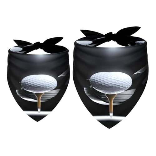 Hundehalstuch, Golfball am T-Shirt mit Schläger, für Mädchen, Jungen, Halstuch, Halstuch, Zubehör für kleine, mittelgroße und große Hunde, Welpen, Katzen, Haustiere, 2 Stück von VAPOKF
