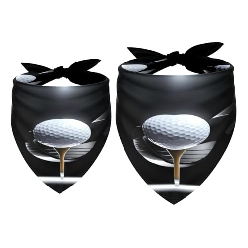 Hundehalstuch, Golfball am T-Shirt mit Schläger in schwarzem Punkt, für Mädchen, Jungen, Halstuch, Zubehör für kleine, mittelgroße und große Hunde, Welpen, Katzen, Haustiere, 2 Stück von VAPOKF