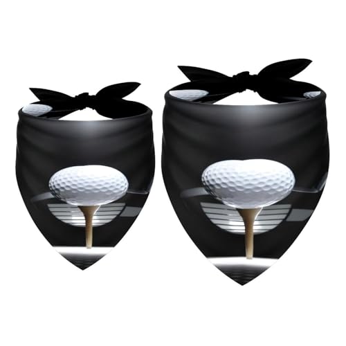 Hundehalstuch, Golfball auf T-Shirt, mit Schläger auf Scheinwerfer, für Mädchen, Jungen, Halstuch, Zubehör für kleine, mittelgroße und große Hunde, Welpen, Katzen, Haustiere, 2 Stück von VAPOKF