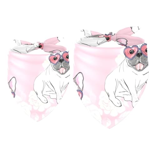 Hundehalstuch, Herzform, Brille, Bulldogge, Mädchen, Jungen, Lätzchen, Halstuch, Zubehör für kleine, mittelgroße und große Hunde, Welpen, Katzen, Haustiere, 2 Stück Hundehalstuch, Herzform, Brille, Bulldogge, Mädchen, Jungen, Lätzchen, Halstuch, Zubehör für kleine, mittelgroße und große Hunde, Welpen, Katzen, Haustiere, 2 Stück von VAPOKF