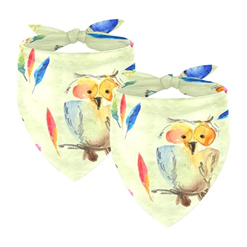 Hundehalstuch, Hundehalstuch, waschbar, Zubehör für kleine, mittelgroße und große Hunde, Welpen, Katzen, Aquarell, niedliche Eulen, 2 Stück Hundehalstuch, Hundehalstuch, waschbar, Zubehör für kleine, mittelgroße und große Hunde, Welpen, Katzen, Aquarell, niedliche Eulen, 2 Stück von VAPOKF