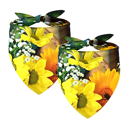 Hundehalstuch, Hundehalstuch, waschbar, Zubehör für kleine, mittelgroße und große Hunde, Welpen, Katzen, Korb, Sonnenblume, 2 Stück Hundehalstuch, Hundehalstuch, waschbar, Zubehör für kleine, mittelgroße und große Hunde, Welpen, Katzen, Korb, Sonnenblume, 2 Stück von VAPOKF