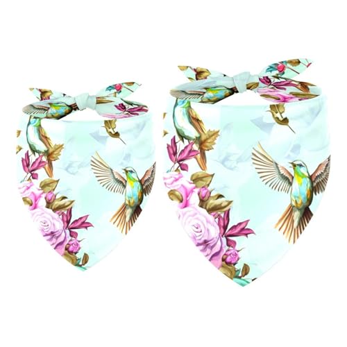 Hundehalstuch, Kolibri-Nachtigall, Vögel mit Lilienrosen, Mohnblumen, Mädchen, Jungen, Lätzchen, Halstuch, Zubehör für kleine, mittelgroße und große Hunde, Welpen, Katzen, Haustiere, 2 Stück von VAPOKF