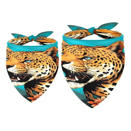 Hundehalstuch, Leopardenmuster, für Mädchen, Jungen, waschbar, Halstuch, Zubehör für kleine, mittelgroße und große Hunde, Welpen, Katzen, Haustiere, 2 Stück Hundehalstuch, Leopardenmuster, für Mädchen, Jungen, waschbar, Halstuch, Zubehör für kleine, mittelgroße und große Hunde, Welpen, Katzen, Haustiere, 2 Stück von VAPOKF