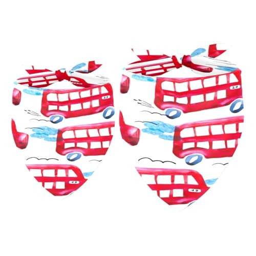 Hundehalstuch, Motiv: Cartoon, London, roter Bus, Mädchen, Jungen, Halstuch, Zubehör für kleine, mittelgroße und große Hunde, Welpen, Katzen, Haustiere, 2 Stück Hundehalstuch, Motiv: Cartoon, London, roter Bus, Mädchen, Jungen, Halstuch, Zubehör für kleine, mittelgroße und große Hunde, Welpen, Katzen, Haustiere, 2 Stück von VAPOKF