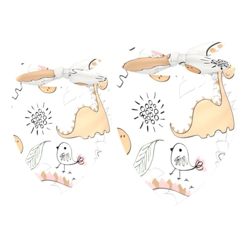 Hundehalstuch, Motiv: Dinosaurier und Vögel, für Mädchen, Jungen, Halstuch, Zubehör für kleine, mittelgroße und große Hunde, Welpen, Katzen, Haustiere, 2 Stück von VAPOKF