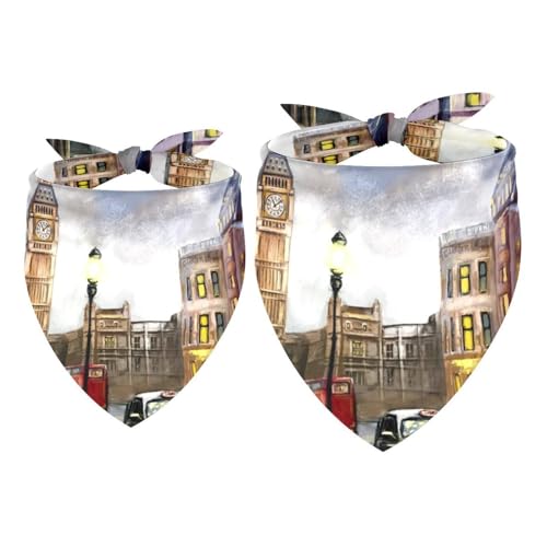 Hundehalstuch, Motiv: London, roter Bus, Telefon, Regenschirm, Big Ben, Straßenlandschaft, Mädchen, Jungen, Lätzchen, Halstuch, Zubehör für kleine, mittelgroße und große Hunde, Welpen, Katzen Hundehalstuch, Motiv: London, roter Bus, Telefon, Regenschirm, Big Ben, Straßenlandschaft, Mädchen, Jungen, Lätzchen, Halstuch, Zubehör für kleine, mittelgroße und große Hunde, Welpen, Katzen von VAPOKF