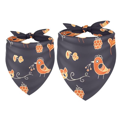 Hundehalstuch, Motiv: Vögel mit Blumen, Beeren, für Mädchen, Jungen, Halstuch, Zubehör für kleine, mittelgroße und große Hunde, Welpen, Katzen, Haustiere, 2 Stück von VAPOKF