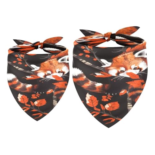 Hundehalstuch, Motiv: roter Panda auf Beerenbaum, für Mädchen, Jungen, Halstuch, Zubehör für kleine, mittelgroße und große Hunde, Welpen, Katzen, Haustiere, 2 Stück Hundehalstuch, Motiv: roter Panda auf Beerenbaum, für Mädchen, Jungen, Halstuch, Zubehör für kleine, mittelgroße und große Hunde, Welpen, Katzen, Haustiere, 2 Stück von VAPOKF