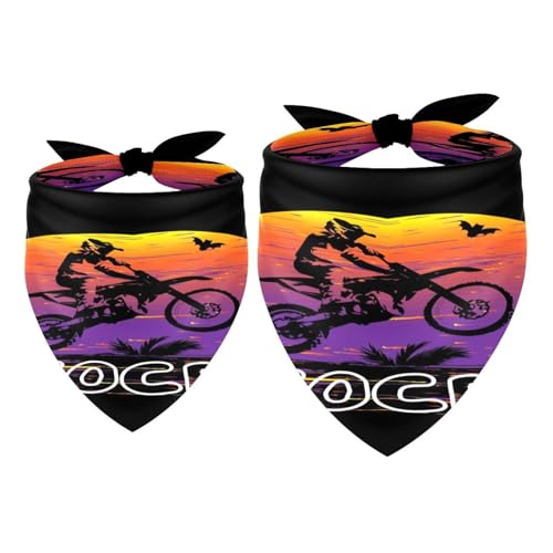 Hundehalstuch, Motocross-Silhouette bei Sonnenuntergang, für Mädchen und Jungen, Halstuch, Zubehör für kleine, mittelgroße und große Hunde, Welpen, Katzen, Haustiere, 2 Stück Hundehalstuch, Motocross-Silhouette bei Sonnenuntergang, für Mädchen und Jungen, Halstuch, Zubehör für kleine, mittelgroße und große Hunde, Welpen, Katzen, Haustiere, 2 Stück von VAPOKF