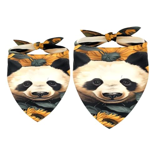 Hundehalstuch, Panda-Motiv mit Sonnenblumen, für Mädchen und Jungen, waschbar, für kleine, mittelgroße und große Hunde, Welpen, Katzen, Haustiere, 2 Stück Hundehalstuch, Panda-Motiv mit Sonnenblumen, für Mädchen und Jungen, waschbar, für kleine, mittelgroße und große Hunde, Welpen, Katzen, Haustiere, 2 Stück von VAPOKF