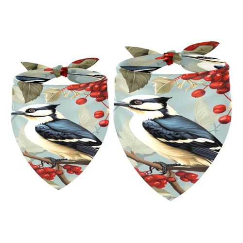 Hundehalstuch, Specht, Vogel auf roten Beeren, Zweig, Mädchen, Jungen, Haustier-Lätzchen, Halstuch, waschbar, Halstuch, Zubehör für kleine, mittelgroße und große Hunde, Welpen, Katzen, Haustiere, 2 Hundehalstuch, Specht, Vogel auf roten Beeren, Zweig, Mädchen, Jungen, Haustier-Lätzchen, Halstuch, waschbar, Halstuch, Zubehör für kleine, mittelgroße und große Hunde, Welpen, Katzen, Haustiere, 2 von VAPOKF