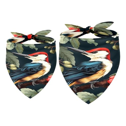 Hundehalstuch, Specht, Vogel auf roten Beeren, Zweig, Mädchen, Jungen, Haustier-Lätzchen, Halstuch, waschbar, Halstuch, Zubehör für kleine, mittelgroße und große Hunde, Welpen, Katzen, Haustiere, 2 Hundehalstuch, Specht, Vogel auf roten Beeren, Zweig, Mädchen, Jungen, Haustier-Lätzchen, Halstuch, waschbar, Halstuch, Zubehör für kleine, mittelgroße und große Hunde, Welpen, Katzen, Haustiere, 2 von VAPOKF