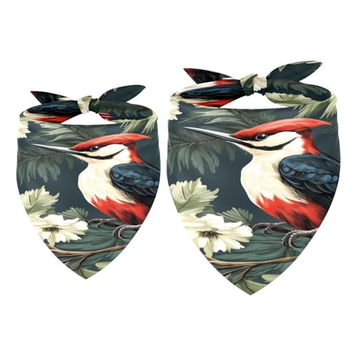 Hundehalstuch, Specht, Vogel auf roten Beeren, Zweig, Mädchen, Jungen, Haustier-Lätzchen, Halstuch, waschbar, Halstuch, Zubehör für kleine, mittelgroße und große Hunde, Welpen, Katzen, Haustiere, 2 Hundehalstuch, Specht, Vogel auf roten Beeren, Zweig, Mädchen, Jungen, Haustier-Lätzchen, Halstuch, waschbar, Halstuch, Zubehör für kleine, mittelgroße und große Hunde, Welpen, Katzen, Haustiere, 2 von VAPOKF