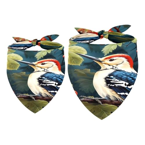 Hundehalstuch, Specht, Vogel auf roten Beeren, Zweig, Mädchen, Jungen, Haustier-Lätzchen, Halstuch, waschbar, Halstuch, Zubehör für kleine, mittelgroße und große Hunde, Welpen, Katzen, Haustiere, 2 Hundehalstuch, Specht, Vogel auf roten Beeren, Zweig, Mädchen, Jungen, Haustier-Lätzchen, Halstuch, waschbar, Halstuch, Zubehör für kleine, mittelgroße und große Hunde, Welpen, Katzen, Haustiere, 2 von VAPOKF