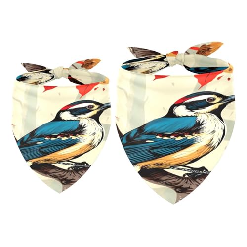 Hundehalstuch, Specht, Vogel auf roten Beeren, Zweig, Mädchen, Jungen, Haustier-Lätzchen, Halstuch, waschbar, Halstuch, Zubehör für kleine, mittelgroße und große Hunde, Welpen, Katzen, Haustiere, 2 Hundehalstuch, Specht, Vogel auf roten Beeren, Zweig, Mädchen, Jungen, Haustier-Lätzchen, Halstuch, waschbar, Halstuch, Zubehör für kleine, mittelgroße und große Hunde, Welpen, Katzen, Haustiere, 2 von VAPOKF