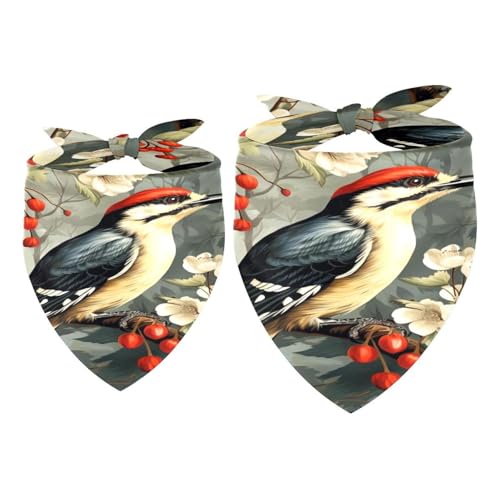 Hundehalstuch, Specht, Vogel auf roten Beeren, Zweig, Mädchen, Jungen, Haustier-Lätzchen, Halstuch, waschbar, Halstuch, Zubehör für kleine, mittelgroße und große Hunde, Welpen, Katzen, Haustiere, 2 Hundehalstuch, Specht, Vogel auf roten Beeren, Zweig, Mädchen, Jungen, Haustier-Lätzchen, Halstuch, waschbar, Halstuch, Zubehör für kleine, mittelgroße und große Hunde, Welpen, Katzen, Haustiere, 2 von VAPOKF