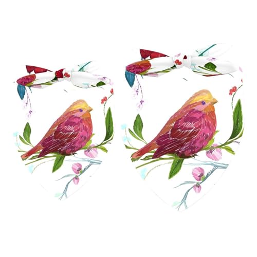 Hundehalstuch, Vogel-Schmetterling und Blume auf Ast, für Mädchen, Jungen, Halstuch, Zubehör für kleine, mittelgroße und große Hunde, Welpen, Katzen, Haustiere, 2 Stück von VAPOKF