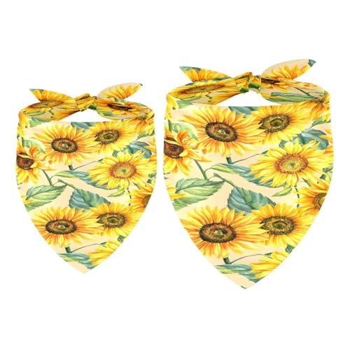 Hundehalstuch, Wasserfarben, nahtlos, Sonnenblume, für Mädchen, Jungen, Halstuch, Zubehör für kleine, mittelgroße und große Hunde, Welpen, Katzen, Haustiere, 2 Stück Hundehalstuch, Wasserfarben, nahtlos, Sonnenblume, für Mädchen, Jungen, Halstuch, Zubehör für kleine, mittelgroße und große Hunde, Welpen, Katzen, Haustiere, 2 Stück von VAPOKF