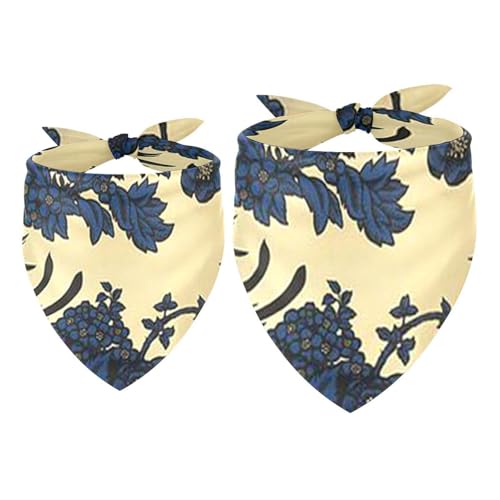 Hundehalstuch, blaue Vögel mit Blumenmotiv, für Mädchen, Jungen, Halstuch, Zubehör für kleine, mittelgroße und große Hunde, Welpen, Katzen, Haustiere, 2 Stück von VAPOKF