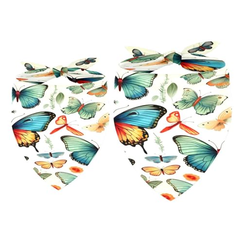 Hundehalstuch, bunt, fliegender Schmetterling, für Mädchen und Jungen, waschbar, Halstuch, Zubehör für kleine, mittelgroße und große Hunde, Welpen, Katzen, Haustiere, 2 Stück Hundehalstuch, bunt, fliegender Schmetterling, für Mädchen und Jungen, waschbar, Halstuch, Zubehör für kleine, mittelgroße und große Hunde, Welpen, Katzen, Haustiere, 2 Stück von VAPOKF