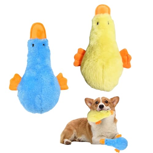VARKAGE 2 Stück Anti Stress Ente, Süße Spielzeugente Für Hunde, Klingendes Plüsch-Hundespielzeug Für Kleine Hunde, Niedliches Cartoon-Hundespielzeug von VARKAGE