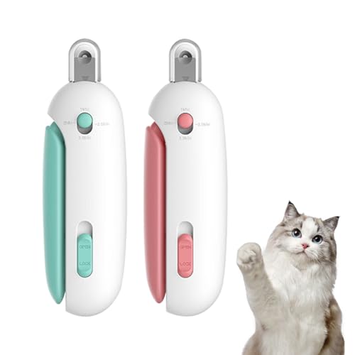 VARKAGE 2 Stück Katzen Krallenschneider Hilfe, Katzen Nagelschere, Katzenkrallen Schneider with Nail File and Splash-Proof Protection Device, Professional Pet Claw Scissors für Medium Small Pets von VARKAGE