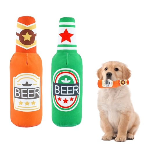 VARKAGE 2 Stück Quietschendes Hundespielzeug, Weiches Bierflaschen Plüsch Hundespielzeug, Hundespielzeug Bier für Kleine Mittlere Große Hunde VARKAGE 2 Stück Quietschendes Hundespielzeug, Weiches Bierflaschen Plüsch Hundespielzeug, Hundespielzeug Bier für Kleine Mittlere Große Hunde von VARKAGE