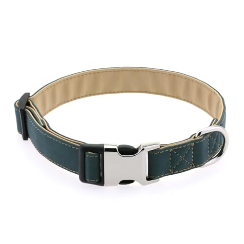 VARKAGE Halsband Hund Breit, Hundehalsband Leder, Lederhalsband Hund mit Schnellverschluss-Metallschnalle, Verstellbar, Mittelgroß, Grün, M VARKAGE Halsband Hund Breit, Hundehalsband Leder, Lederhalsband Hund mit Schnellverschluss-Metallschnalle, Verstellbar, Mittelgroß, Grün, M von VARKAGE