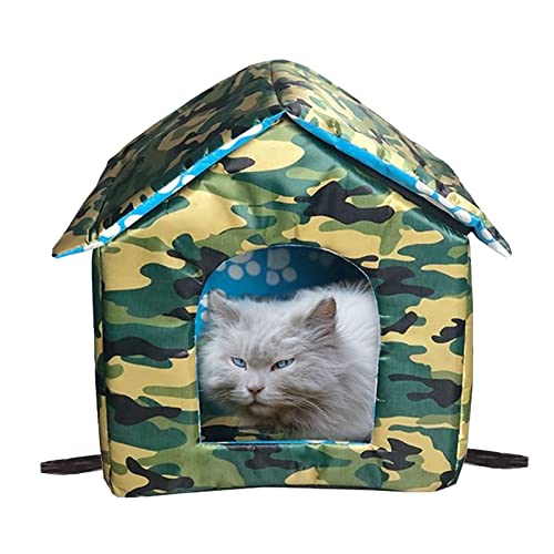 Katzenhäuser für Outdoor Katzen, Outdoor Katzenhaus für den Winter, Streukatzen Unterschlupf (Camouflage Grün, Große Häuser) von VARMTOR