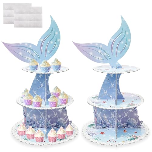 2 Stück Meerjungfrau Cupcake Ständer,Wiederverwendbar 3 Etagen Tortenständer,Dekorativer Cupcake Turm aus Papier,Dessert Turm Halter Muffinständer,Display Holder für Geburtstag Hochzeit Party 2 Stück Meerjungfrau Cupcake Ständer,Wiederverwendbar 3 Etagen Tortenständer,Dekorativer Cupcake Turm aus Papier,Dessert Turm Halter Muffinständer,Display Holder für Geburtstag Hochzeit Party von VAVPUP