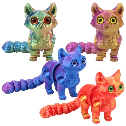 4 Stück 3D Gedruckte Katze,3D Gedrucktes Katzenspielzeug,Flexible Artikulierte Katzenfigur,Mehrfarbig Flexibel,Niedliches Katzenmodell mit Beweglichen Gelenken,Spielzeugdekor für Zuhause und Büro 4 Stück 3D Gedruckte Katze,3D Gedrucktes Katzenspielzeug,Flexible Artikulierte Katzenfigur,Mehrfarbig Flexibel,Niedliches Katzenmodell mit Beweglichen Gelenken,Spielzeugdekor für Zuhause und Büro von VAVPUP