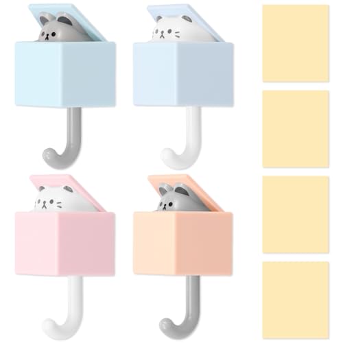 6 Stück Katzen Wandhaken,Kreative Selbstklebende Kleiderhaken, stanzfrei,Robust Wandhaken Schlüsselhaken,Ohne Bohren,Vielseitiger Schlüsselhalter zum Aufhängen für Schlüssel,Mänteln,Schals und Hüten von VAVPUP