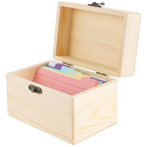 Karteikartenhalter,15 * 10.5 * 10cm,Große Rezeptbox,Visitenkarten Organizer aus Holz, Lernkarteibox mit 150 Karten 1 Ringen für den Schreibtisch,Büro,Zuhause(A) von VAVPUP