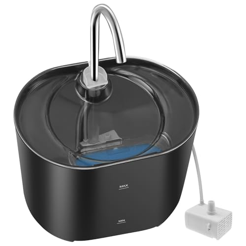 Katzenbrunnen,Trinkbrunnen für Katze 2,2 l,Automatischer Haustierbrunnen mit Wasserstandsanzeige und Leiser Pumpe,Leicht zu zerlegen,für Zuhause,Büro und den Innenbereich(Schwarz,2.2L) von VAVPUP