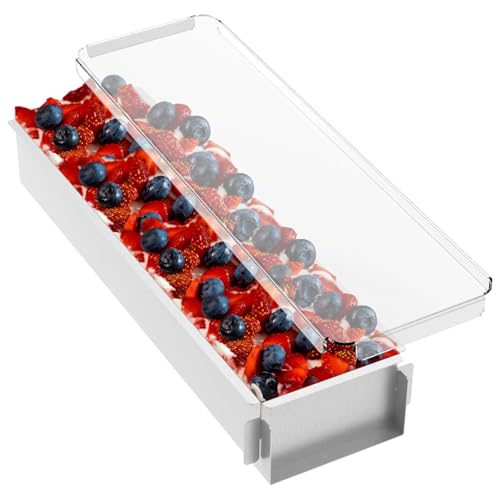 Rechteckig Backform,Edelstahl Backform,Verstellbare Mousse Kuchenform,Antihaftbeschichtete Tiramisu Form mit Deckel und Abnehmbarem Seitenteil,für Tortenzubereitung Broten Tiramisu(Acrylabdeckung) von VAVPUP