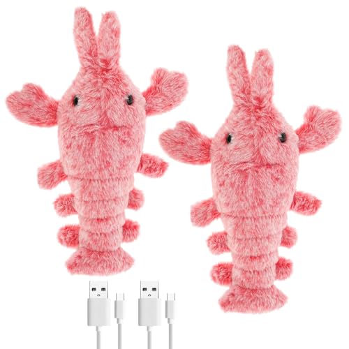 VAVPUP 2 Stück Interaktives Katzenspielzeug,USB-Aufladung interaktives Spielzeug verschleißfestes Simulations Hummer Haustierspielzeug mit eingebautem 300-mAh-Akku für (2pcs) von VAVPUP