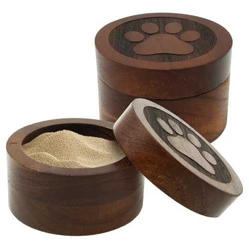 VAVPUP 2 Stück Kleine Menschliche Asche,Holzurnen zur Emotionalen Unterstützung von Tierasche,Mini Andenken,Warme Gedenkurne mit Lebensbaum-Motiv für Tierasche,9 * 6.5 cm(Stil 1) von VAVPUP