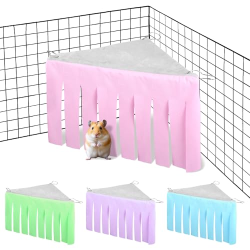 VAVPUP 4 Stück Meerschweinchen Versteck,Meerschweinchen Hängematte mit 12 Metallhaken,MeerschweinchenZubehör für Hamster, Igel, kleine Kaninchen,Kleintiere,Keine Metallzäune(A) von VAVPUP