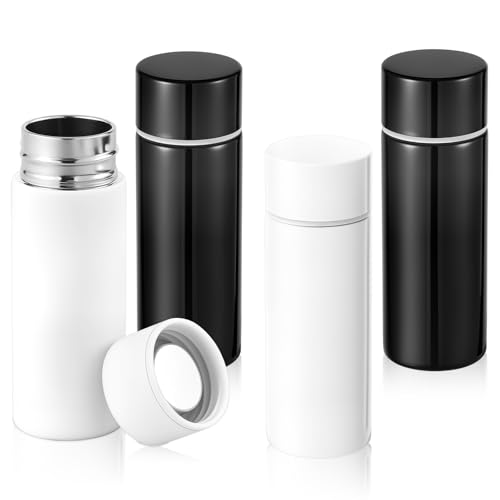 VAVPUP 4 Stück Mini Wasserflaschen aus Edelstahl,120 ml Thermosflasche，6-12h12h heiß,Auslaufsicherer Reisebecher,Tragbarer Kleiner Wasserflasche für Zuhause, Schule,Büro,Camping(4) von VAVPUP