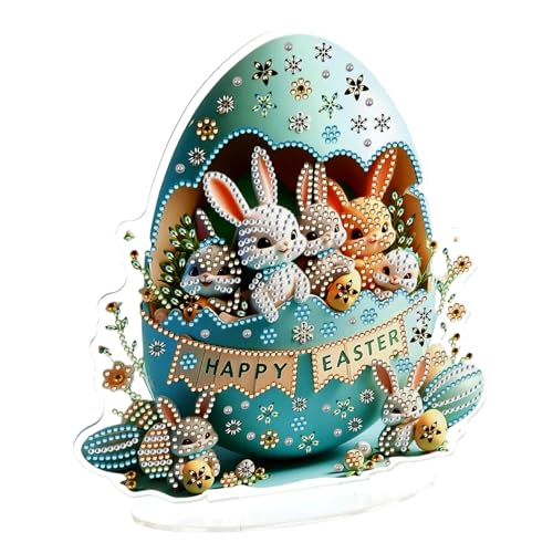 VAVPUP 5D Ostern Deko Hase Kinder Set,Doppelseitiges Acryl Anhänger,Tisch Diamantkunst Ornament für Wohnzimmer,Schlafzimmer,Büro,Ostergeschenke Kinder(Stil 1) von VAVPUP