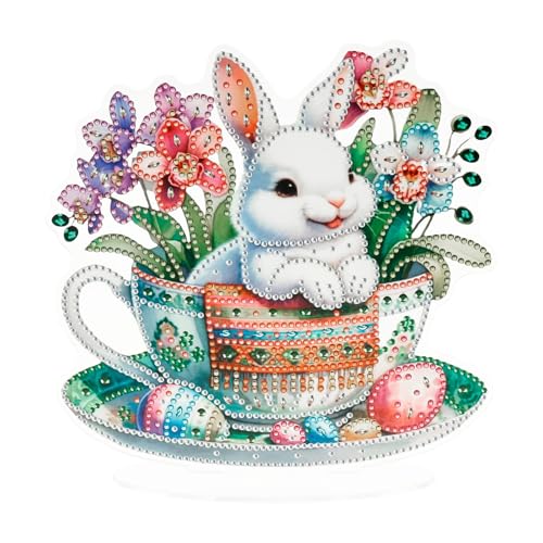 VAVPUP 5D Ostern Deko Hase Kinder Set,Doppelseitiges Acryl Anhänger,Tisch Diamantkunst Ornament für Wohnzimmer,Schlafzimmer,Büro,Ostergeschenke Kinder(Stil 2) von VAVPUP