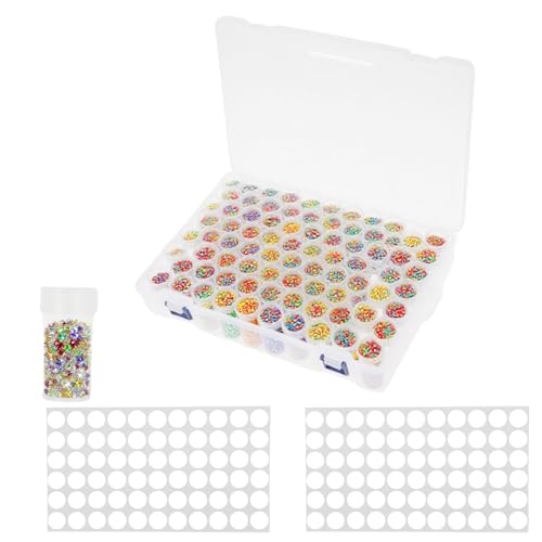 VAVPUP Aufbewahrungsbox,80 Gläser Diamond,Dauerhaftes Diamant Kunst Aufbewahrungsset mit Stickers,Transparentes Kristall-Kunst-Zubehör,DIY Basteln für Kleinteile,Maniküre,Perlen(A) von VAVPUP