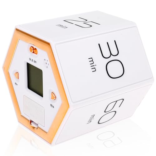 VAVPUP Cube Timer Flip Focus Timer 05.01.10/25/30/60 Minuten und benutzerdefinierte Countdown Zeitmanagement Timer Produktivitäts Timer Timer Studie Countdown Timer Rotation Timer(weiß) von VAVPUP