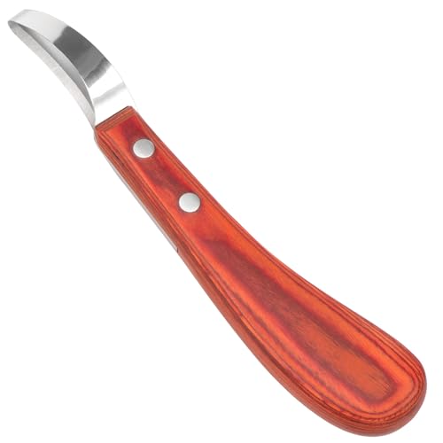VAVPUP Hufmesser für Pferde,Doppelschneidiges Hufpflegemesser aus Edelstahl mit Rutschfestem Holzgriff,Ergonomischer Griff,Hufschmiedwerkzeug für Rinderpferde(braun) von VAVPUP