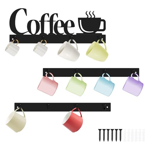 VAVPUP Kaffeetasse Wandregal aus Metall mit Kaffeeschild,rostfrei Wandaufhänger für Teetassen,dekoratives,wandmontiertes Tassenregal mit 12 robusten Haken für Küche Kaffee Bar Büro VAVPUP Kaffeetasse Wandregal aus Metall mit Kaffeeschild,rostfrei Wandaufhänger für Teetassen,dekoratives,wandmontiertes Tassenregal mit 12 robusten Haken für Küche Kaffee Bar Büro von VAVPUP