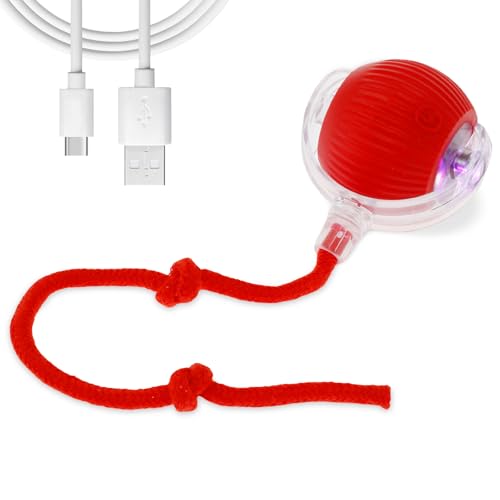 VAVPUP Katzenspielzeug,Interaktives Katzenball,USB Automatischer Rollball für Haustiere,Magic Ball Hund,Hundespielzeug Ball,4 Modi für Haustiere,Katzenballspielzeug (Rot) von VAVPUP