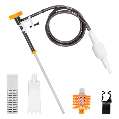 Siphon Aquarienreiniger,Wiederverwendbar Siphonpumpe Wasserwechselset Aquariumzubehör,Mulmsauger Aquarium Zubehör,Handsauger Kiesreiniger für Aquarien Wasserwechsel Sandwäsche(weiß,Groß) von VAVPUP