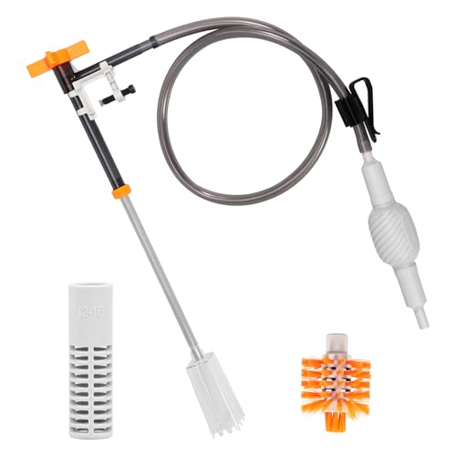 Siphon Aquarienreiniger,Wiederverwendbar Siphonpumpe Wasserwechselset Aquariumzubehör,Mulmsauger Aquarium Zubehör,Handsauger Kiesreiniger für Aquarien Wasserwechsel Sandwäsche(weiß,Klein) von VAVPUP